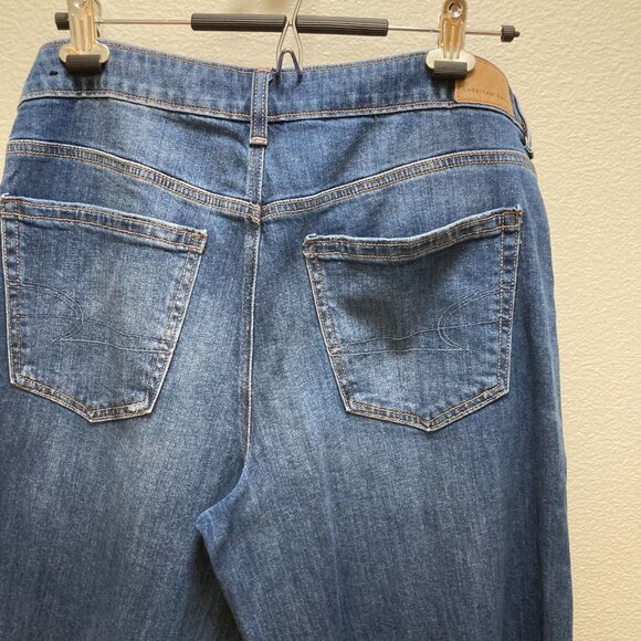 American Eagle Low-rise baggy wide leg size 10 short, raw back hem strech women - Picture 13 of 14